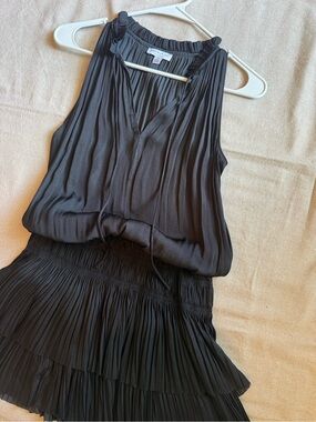 Current Air Pleated Black Sleeveless Tiered Dress